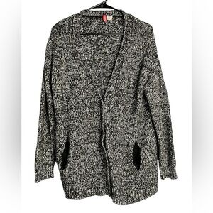 Divided Heathered Open-Front Cardigan Size